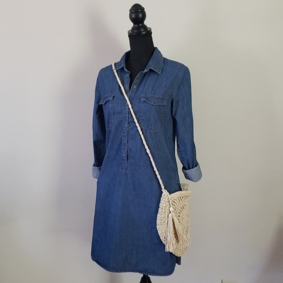 girl krazy Dresses & Skirts - girl krazy Blue Chambray Shirt Dress Size Small